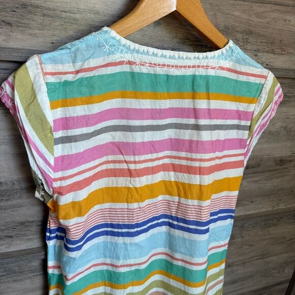 Calypso St. Barth Multicolor Horizontal Stripe Dress Embroidered Detailed Edges - Picture 12 of 12